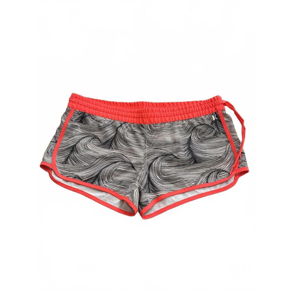 Hurley Board Shorts with Red and Black Wave Pattern